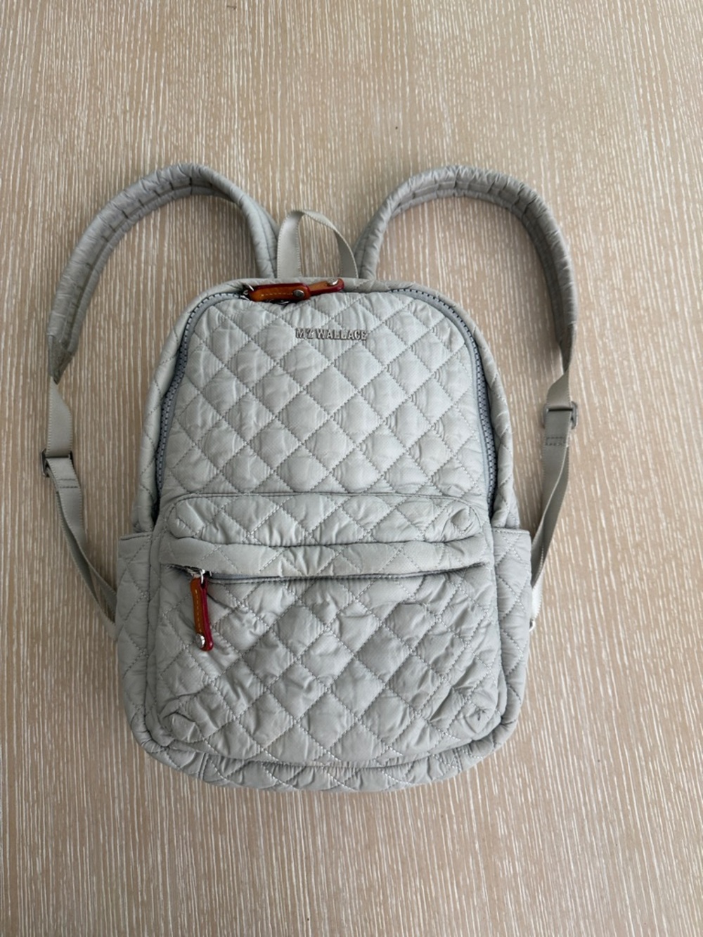MZ WALLACE QUILTED Dove Grey Small Metro Backpack Silver Accents - Picture 2 of 16